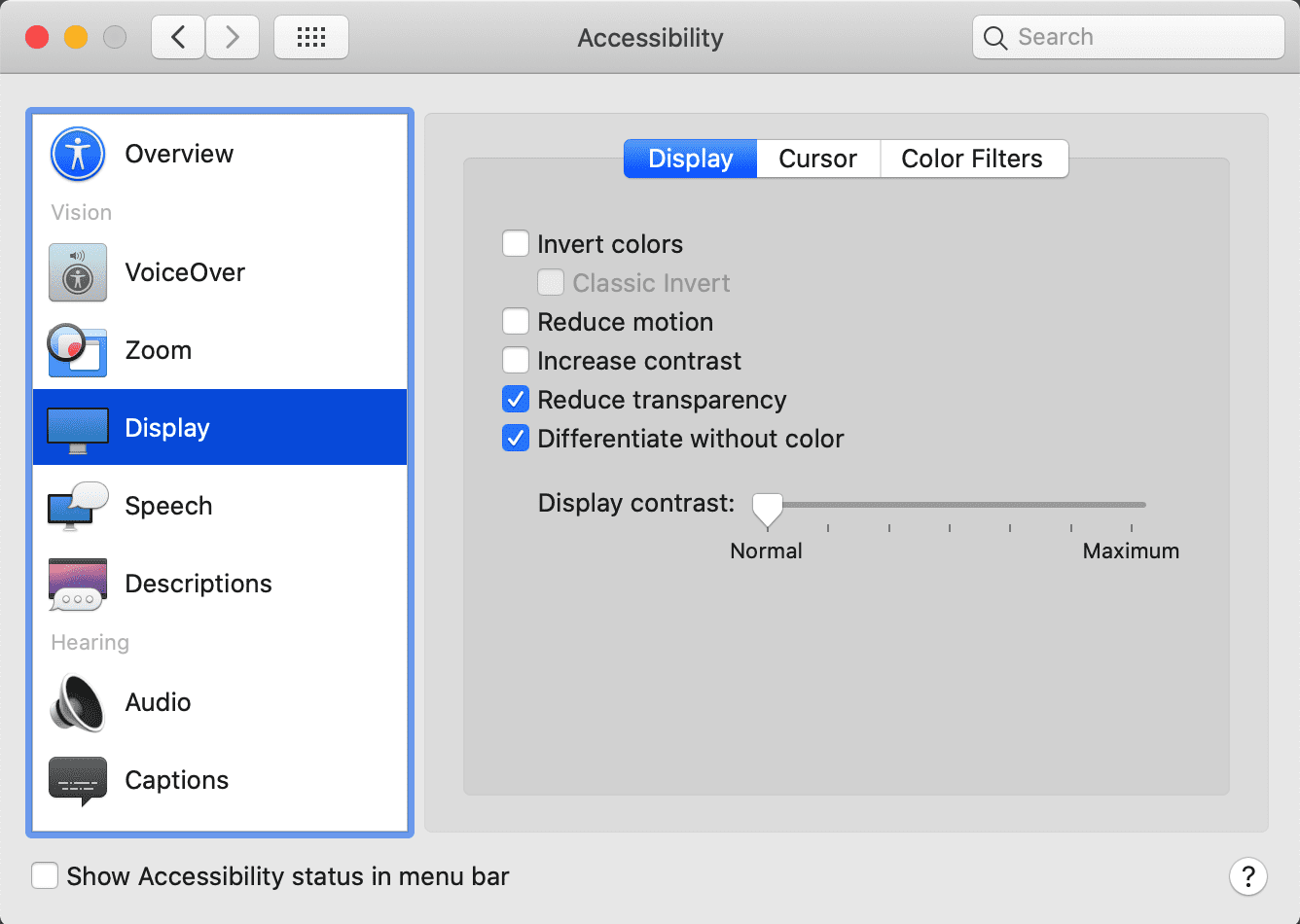Preferences > Accessibility